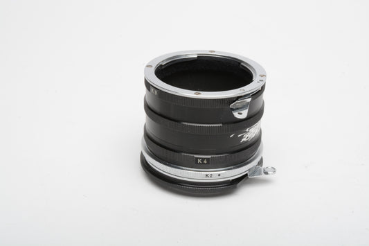 Nikon Model K Extension Tube Ring Set w/K1 K2 K3 K4 K5 in Case