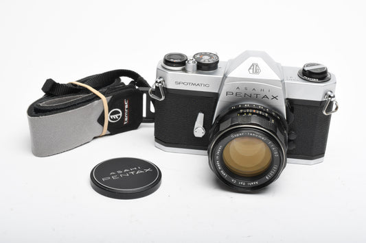 Pentax Spotmatic SP 35mm SLR w/50mm f1.4 Super Takumar, Tested, New seals, Great!
