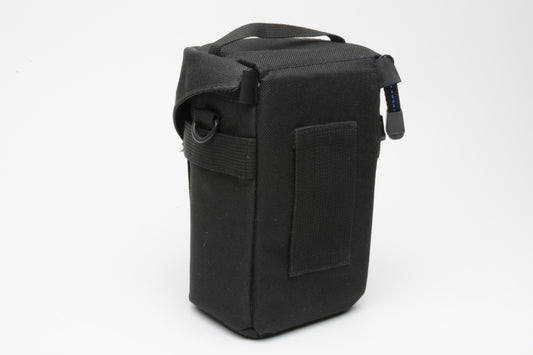 M ROCK padded lens case 7" tall x 3.5" in diameter, Black/Blue, nice quality