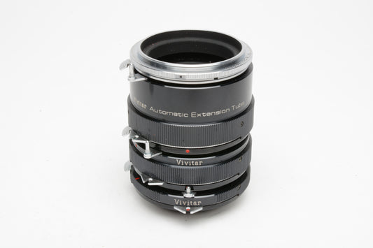 Vivitar Extension Tube Set AT-3 36mm, 20mm, 12mm for NIKON F (Non AI) + BR-2 & case
