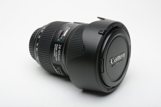 Canon EF 24-105mm F4L IS II USM zoom lens, caps, lens hood, very clean