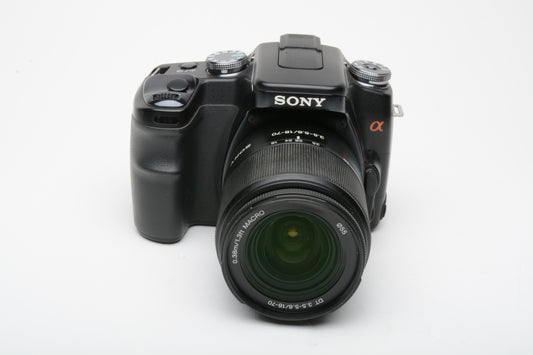 Sony A100 DSLR w/18-70mm f3.5-5.6 zoom lens, 2 batts, charger, strap, CF, nice!