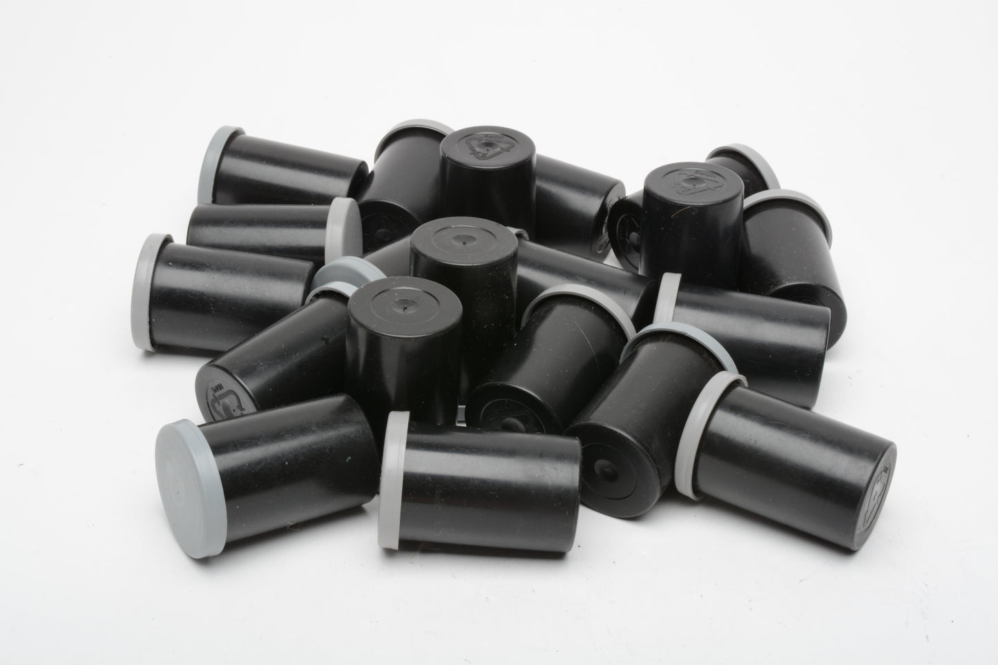 20X Plastic Black/Gray lid Kodak 35mm plastic film canisters, Clean