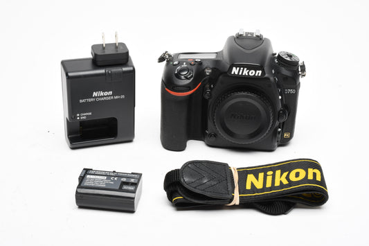 Nikon D750 DSLR Body w/batt, charger, strap, 269K Acts