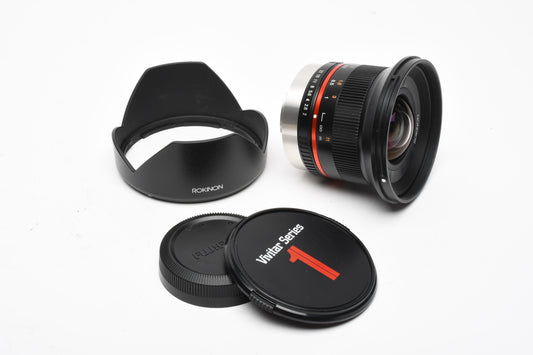 Rokinon Samyang 12mm f2 NCS CS Lens for Fujifilm X Mount Black, w/Hood