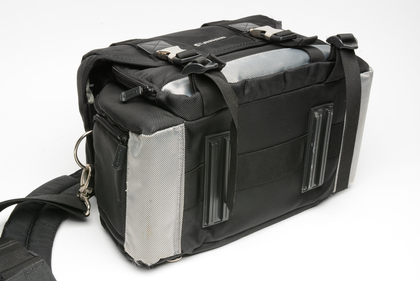Canon camera shoulder bag, metal clips, ~12 x 8 x 8", nice quality