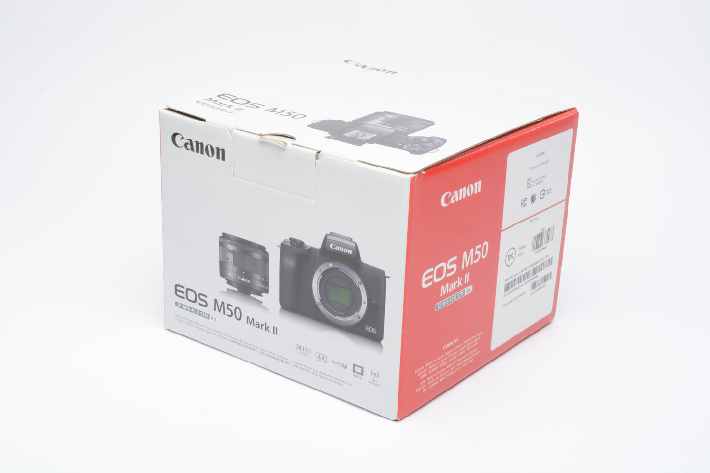 Canon EOS M50 Mark II w/EF-M 15-45mm IS STM zoom lens, batt+charger+strap