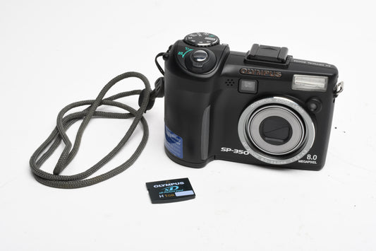 Olympus SP-350 8MP Digital Point&Shoot camera, strap, 1GB XD, Great