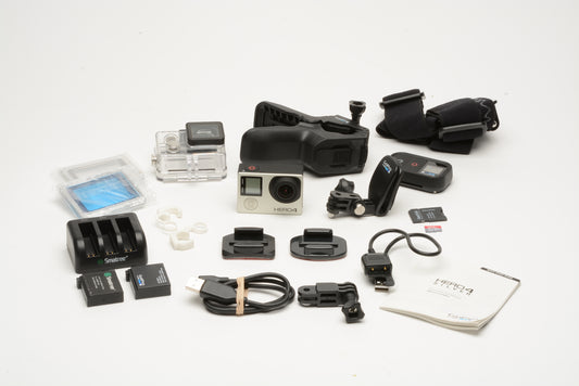 GoPro Hero 4 Bundle: 2batts, charging module, 32GB Micro SD, Housing+Accessories