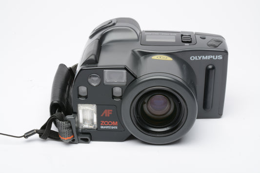 Olympus SuperZoom 300 QD 35mm Point&Shoot w/manual, cap, clean, UV