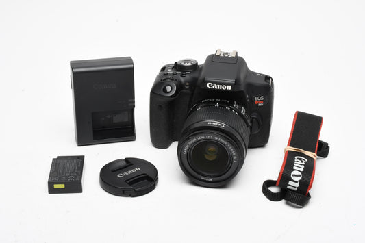 Canon EOS Rebel T6i DSLR w/18-55mm IS II, batt+charger 10,555 Acts, Nice