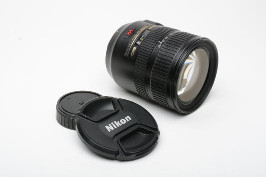 Nikon AF-S 24-120mm f3.5-5.6G ED VR zoom lens, caps, clean and sharp