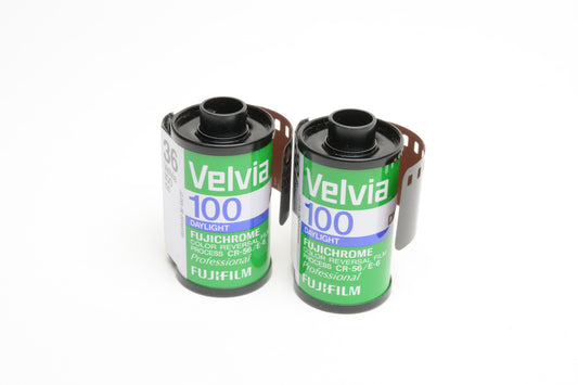 2X Fuji Fujichrome Velvia 100 135-36exp. E6, Expired 1990s