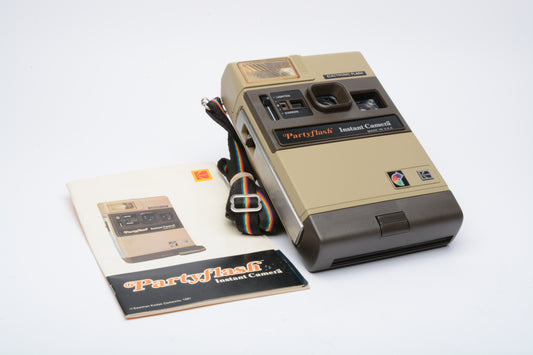 Vintage Kodak Party Time Instant Camera (Tan) w/manual, clean, collector
