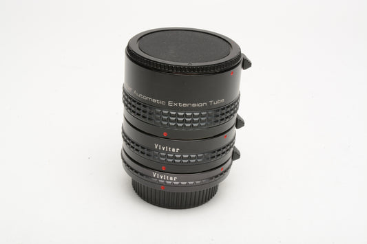 Vivitar AT-22 Extension Tube set 12/20/36mm Pentax K-mount, caps+case
