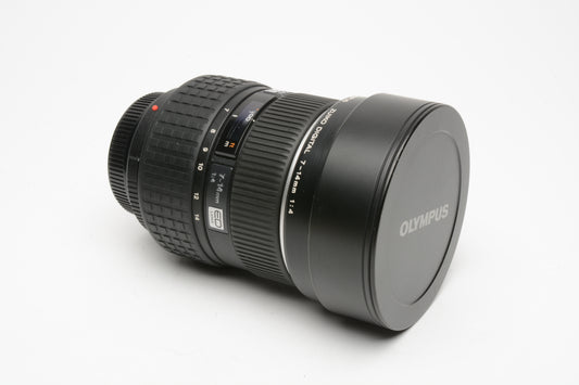 Olympus Digital 7-14mm f4 Zuiko ED Lens Original 4/3 Mount, Pouch+Caps, Mint-