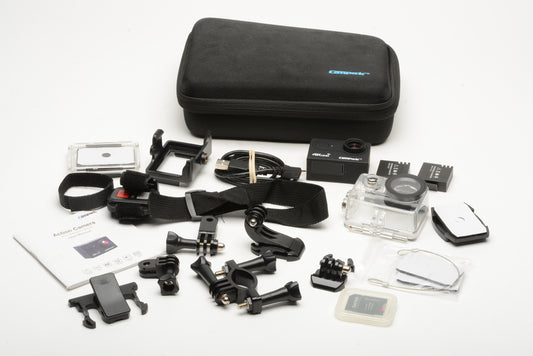 Campark 4K 20MP Sports Action Camera WiFi, 2batts, Cable, 64GB Micro(GoPro Style)