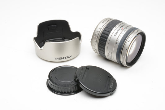 Pentax SMC FA 28-105mm f3.2-4.5 IF AL compact zoom lens, hood + Caps, *Read
