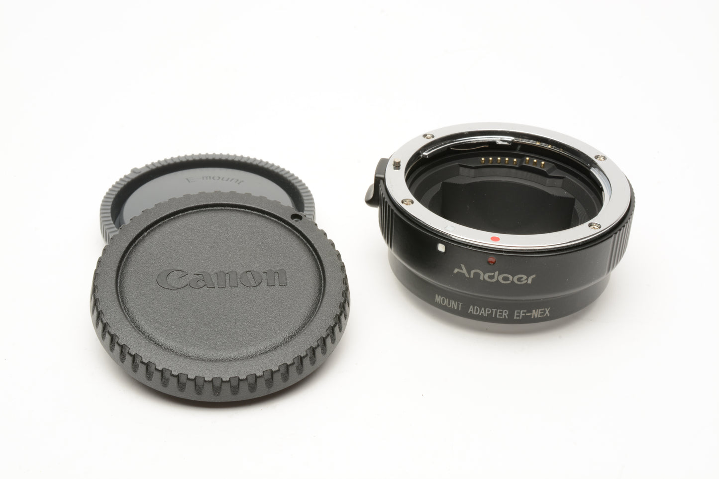Andoer AF Adapter Canon EF to Sony NEX mount, caps, works great