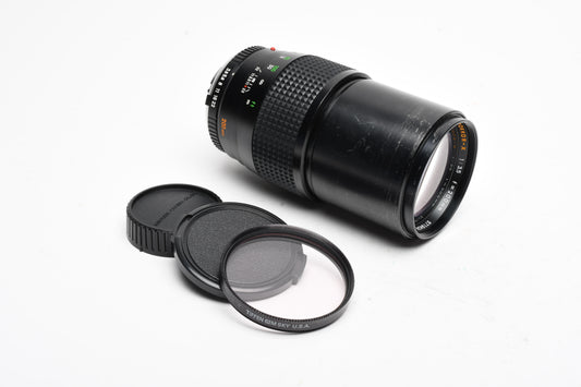 Minolta MC Rokkor-X 200mm f3.5 MD mount prime lens, caps, clean +Sky