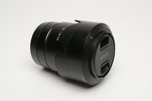 Sony FE 55mm f1.8 Sonnar T* ZA lens, hood+caps, Boxed, Mint-