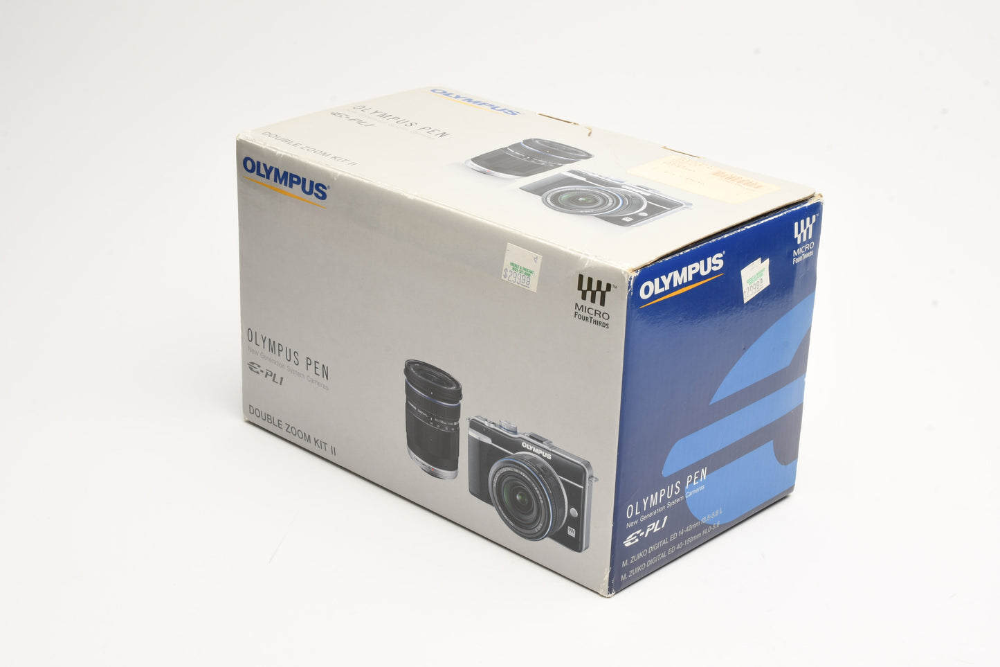 Olympus E-PL1 double zoom w/14-42mm, 40-150mm, VF-2, Mint-, Boxed