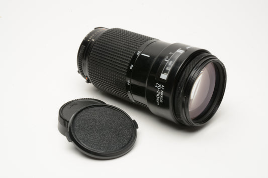 Nikon AF Nikkor 70-210mm f4 telephoto zoom lens, caps, Sharp!