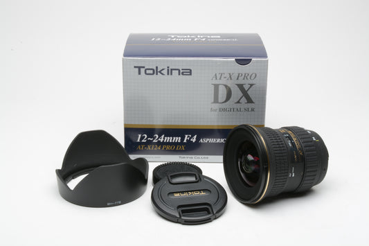 Tokina SD AF 12-24mm f4 IF DX AT-X Pro for Nikon, caps, hood, Mint-, boxed