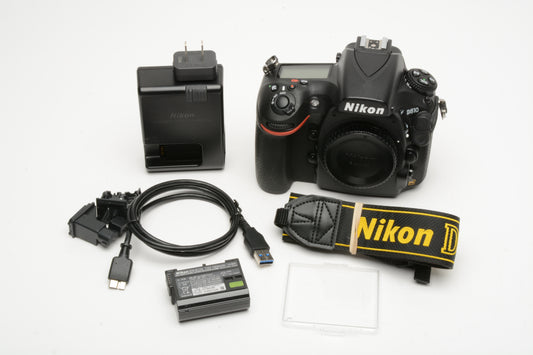 Nikon D810 DSLR Body, 9592 Acts, batt+charger, USB and strap, Great!
