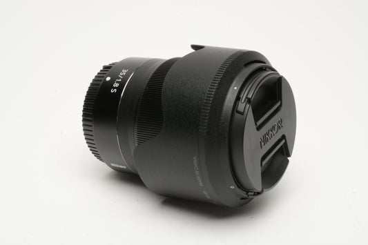 Nikon Nikkor Z 35mm F1.8 S Wide lens, Hood+Caps, Mint, USA, Boxed