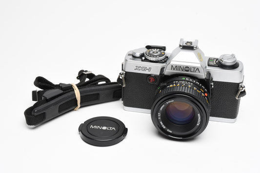 Minolta XG-1 35mm SLR w/ MD 50mm f1.7 Lens, Strap, New Seals, Clean!