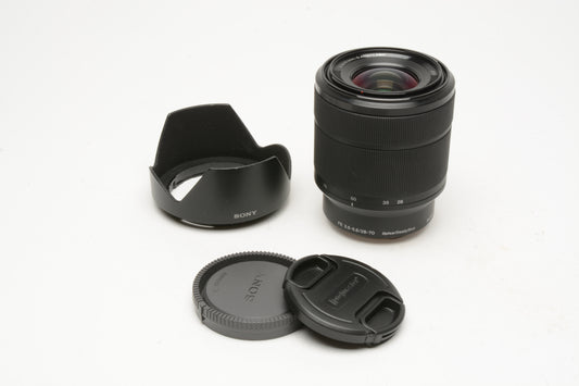 Sony FE 28-70mm f3.5-5.6 OSS zoom lens SEL2870, caps, hood, Mint-
