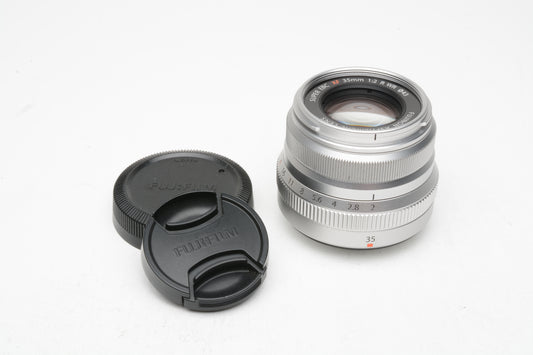 Fujifilm Super EBC XF 35mm F2 R WR Silver Aspherical Lens, caps, clean & sharp!
