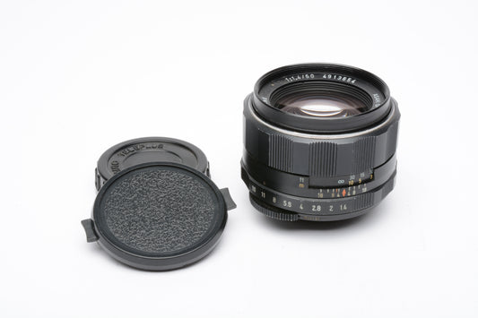Pentax Takumar Super Multi Coated 50mm f1.4 M42 mount lens, caps, sharp!