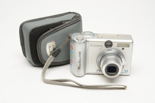 Canon Powershot A95 5MP Point&Shoot camera, Clean, tested, w/Case