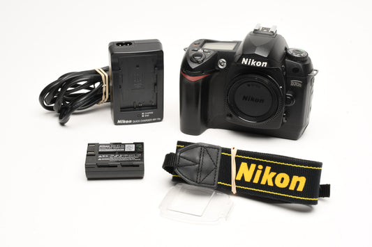 Nikon D70s DSLR body w/batt., charger, strap, USB, 19K Acts, Great!