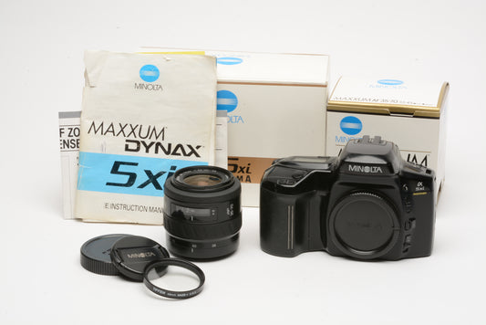 Minolta Maxxum 5xi 35mm SLR w/AF 35-70mm f3.5-4.5 zoom lens, boxed, tested, great!