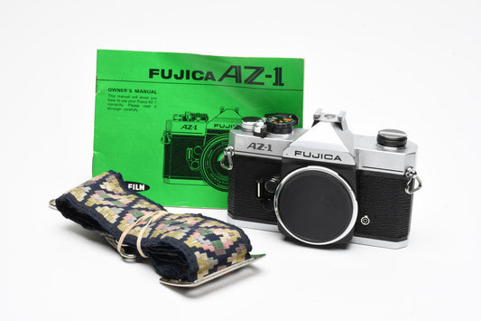 Fujica AZ-1 35mm SLR Camera Body, Manual, Strap, New Seals, Nice!