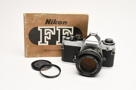 Nikon FE 35mm SLR w/50mm f1.4, New Seals, UV, +Manual, Great!
