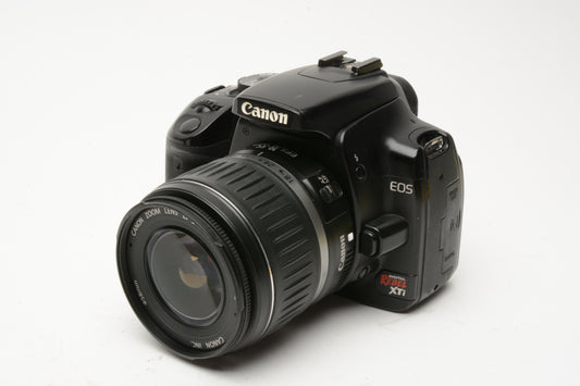 Canon Rebel XTi Black DSLR w/18-55mm f3.5-5.6 II, 2X batts, charger, manual