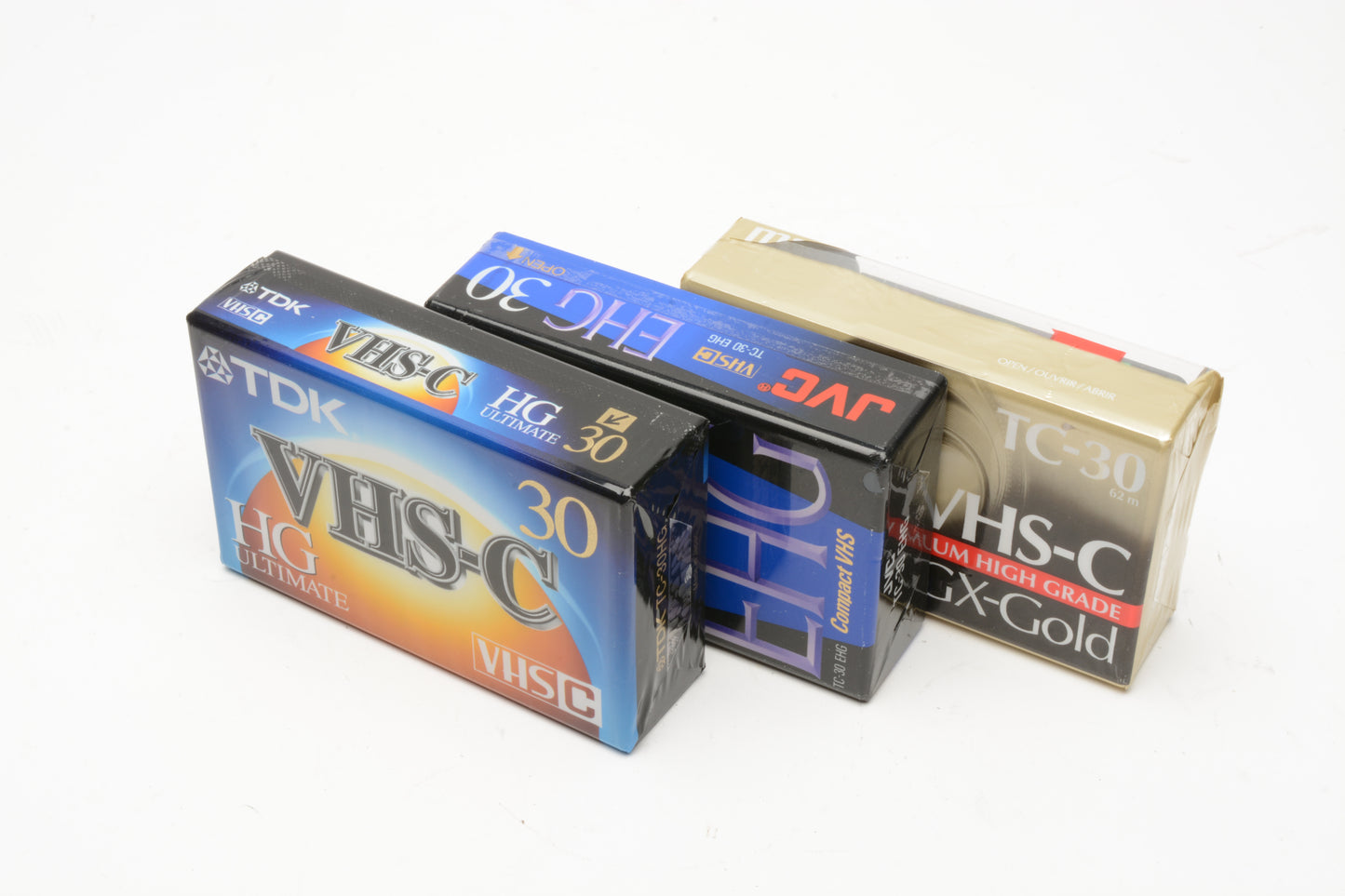 3X VHS-C High Quality video cassettes (Maxell, JVC, TDK Bundle)