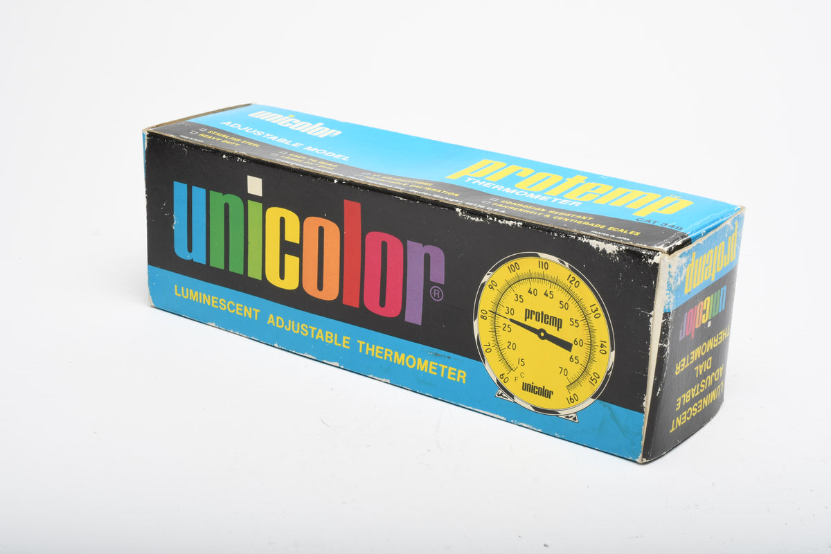 2.5" Unicolor ProTemp Dial thermometer w/8" post + tray clip