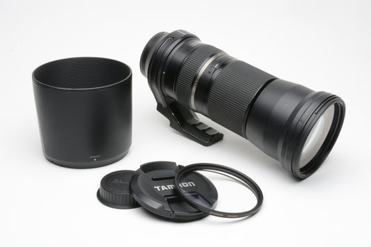 Tamron SP 150-600mm f/5-6.3 USD Di VC Telephoto, Canon EF, w/Hood, UV, Caps, Collar