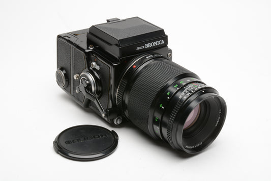 Bronica ETR-C Medium Format w/135mm f2.8 lens, WLF, Good seals, tested, Nice!