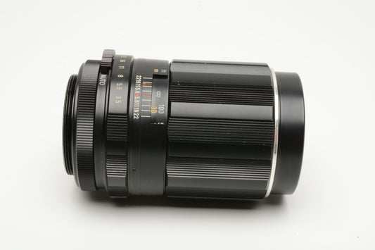 Pentax Super Takumar 135mm f3.5 M42 Mount lens, case, hood, caps, Mint