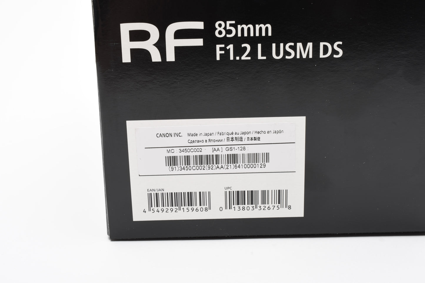 Canon RF 85mm f1.2 L USM DS Lens #3450C002 NEW IN BOX, USA