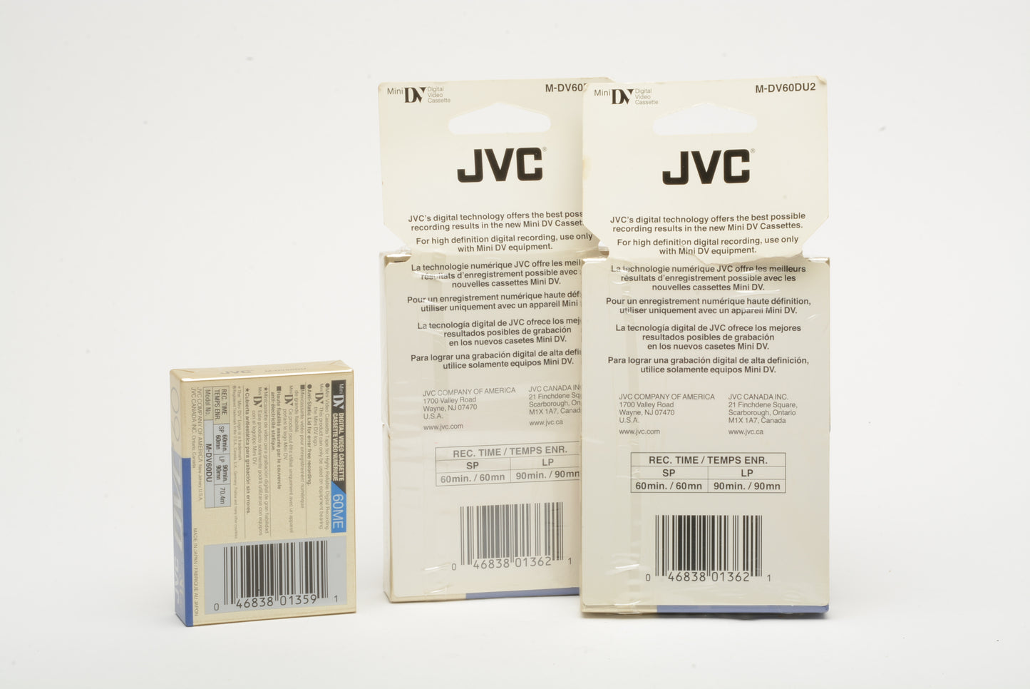 5X JVC Mini DV cassettes DVM60ME, new, sealed