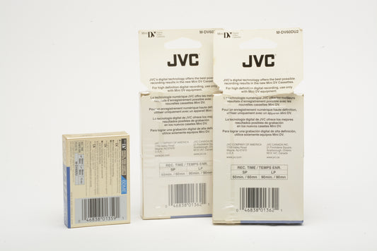 5X JVC Mini DV cassettes DVM60ME, new, sealed