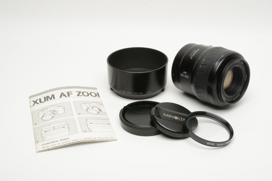 Minolta Maxxum AF 80-200mm f4.5-5.6 Xi Zoom, Hood, UV, Mint-
