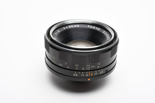 Topcon Hi Topcor 50mm f2 Lens Tokyo Kogaku w/Caps + Fitted case